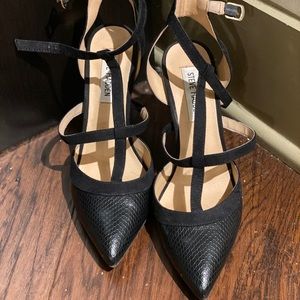 Black Croc Strappy Steve Madden Heel Sz 8.5